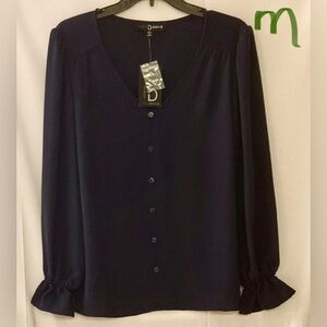 Fred David Deep Blue Button-Up Blouse